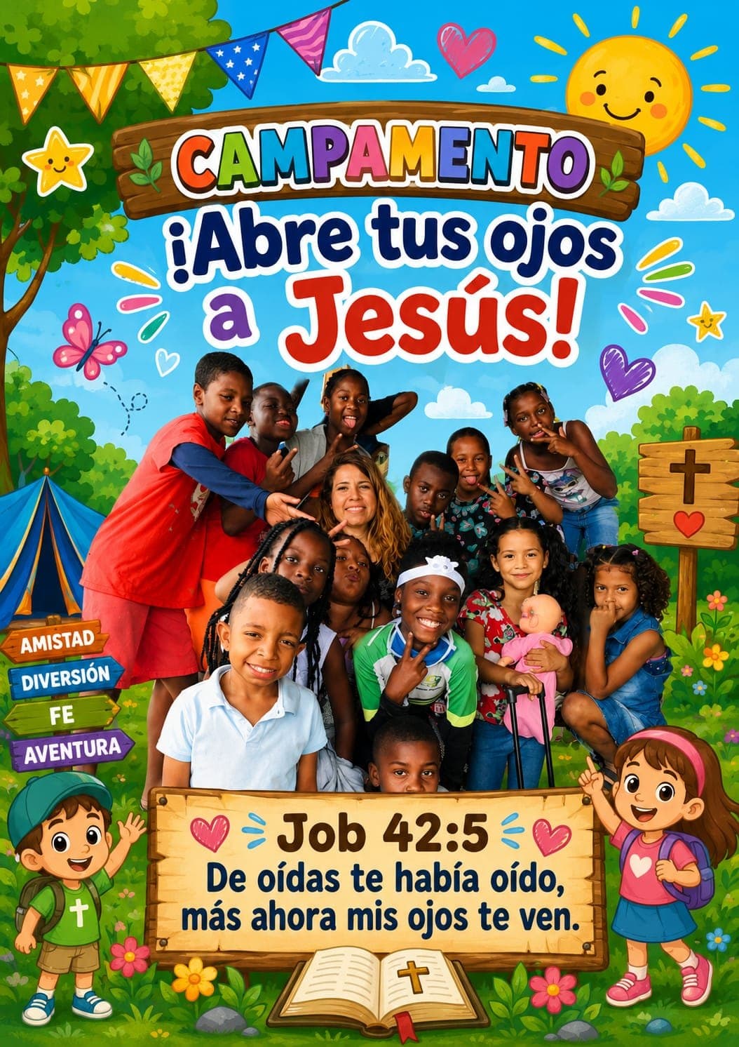Fundación Buena Semilla — afiche del campamento Río Nima